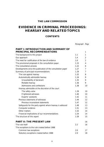 Evidence in Criminal Proceedings : Hearsay and Related Topics