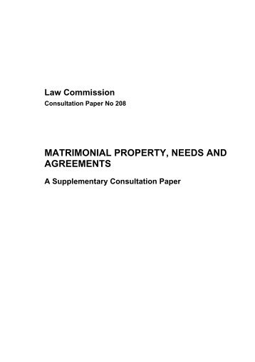 matrimonial property, needs and agreements - Law Commission ...