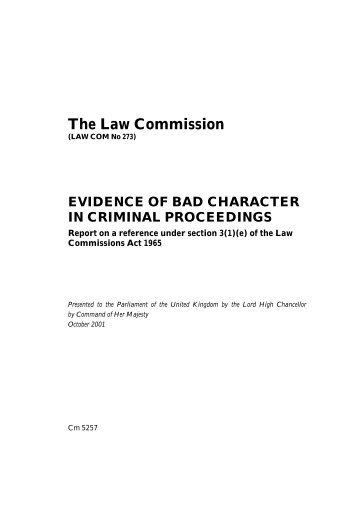 Evidence of Bad Character in Criminal ... - Law Commission