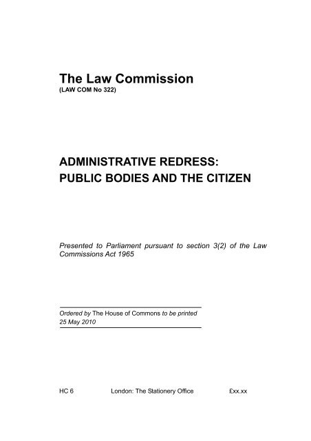 Administrative Redress Public Bodies and the ... - Law Commission