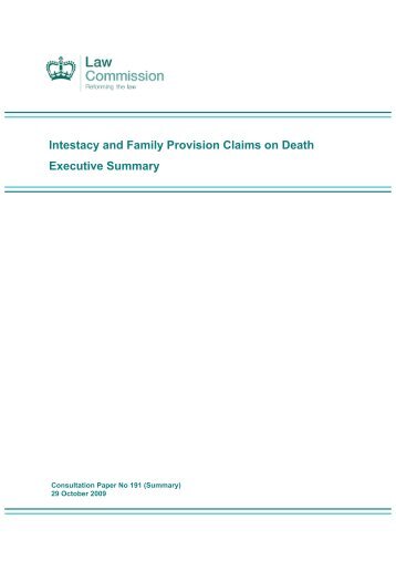 Intestacy and Family Provision Claims on Death ... - Law Commission