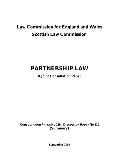 Partnership Law Consultation Summary - Law Commission