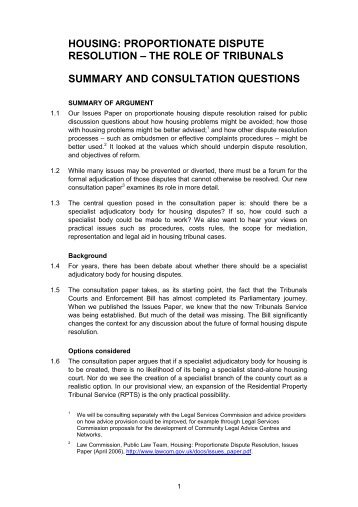 Housing: Proportionate Dispute Resolution - Law Commission