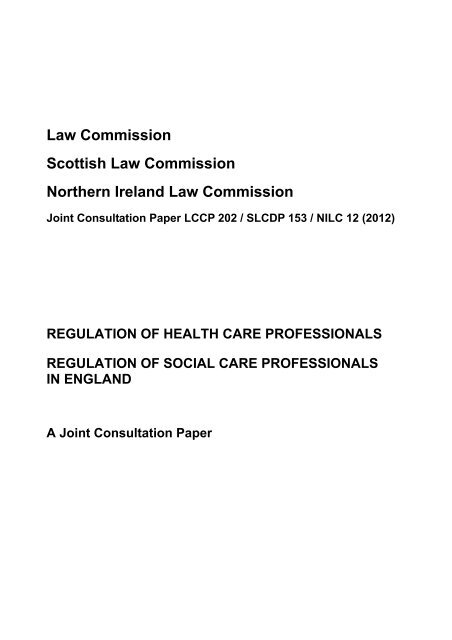 Regulation of Health and Social Care Professionals Consultation