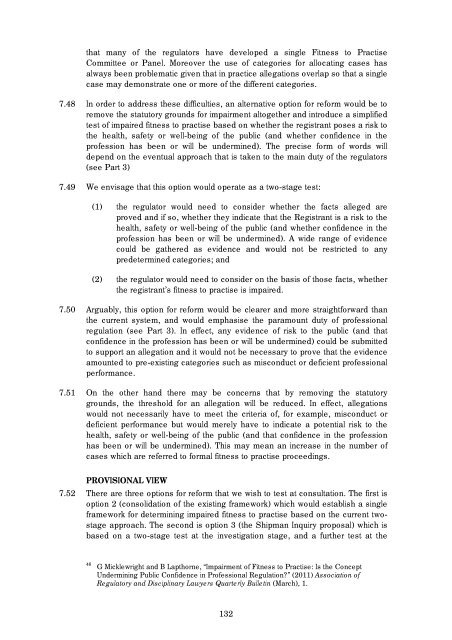 Regulation of Health and Social Care Professionals Consultation