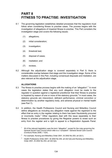 Regulation of Health and Social Care Professionals Consultation