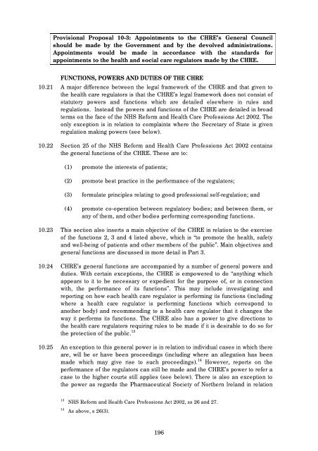 Regulation of Health and Social Care Professionals Consultation