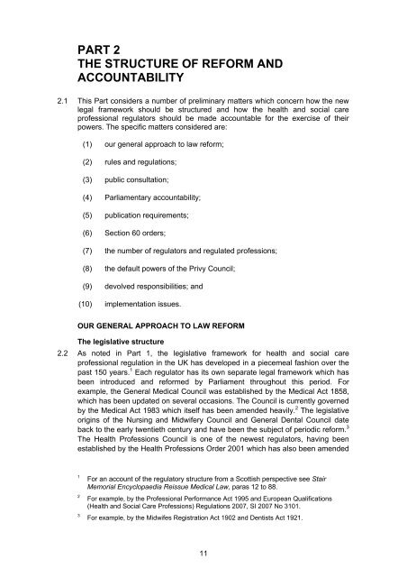 Regulation of Health and Social Care Professionals Consultation