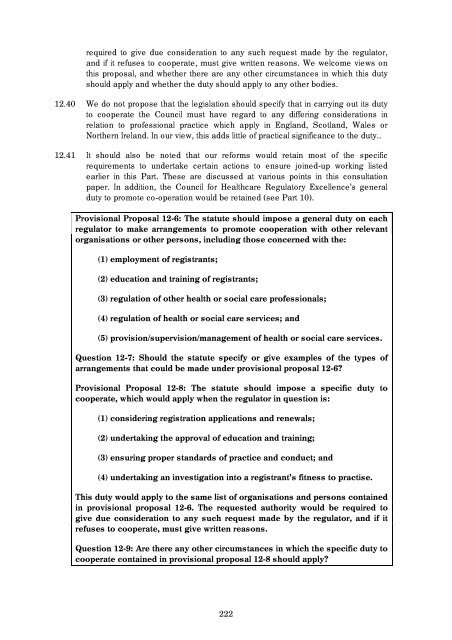 Regulation of Health and Social Care Professionals Consultation