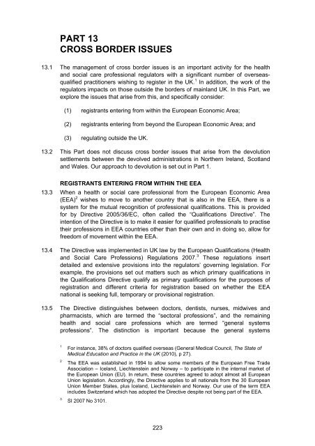 Regulation of Health and Social Care Professionals Consultation