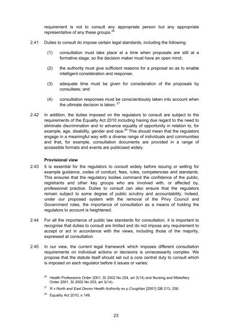 Regulation of Health and Social Care Professionals Consultation