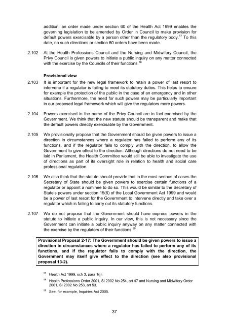 Regulation of Health and Social Care Professionals Consultation