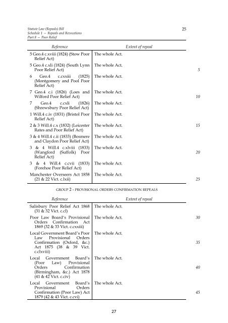 Statute Law Repeals - Law Commission - Ministry of Justice