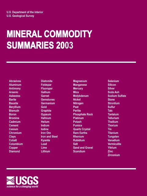 Mineral Commodity Summaries 2003 - Mineral Resources Program ...