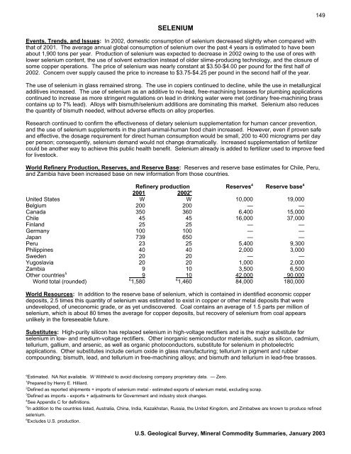 Mineral Commodity Summaries 2003 - Mineral Resources Program ...