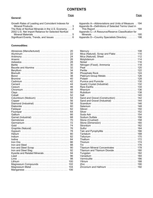 Mineral Commodity Summaries 2003 - Mineral Resources Program ...