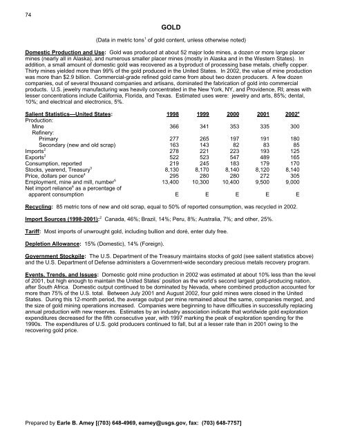 Mineral Commodity Summaries 2003 - Mineral Resources Program ...