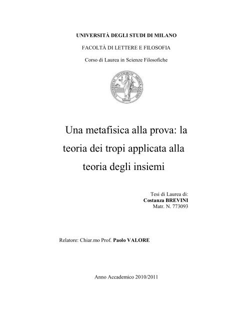 Tesi di Laurea di Costanza Brevini - SELP