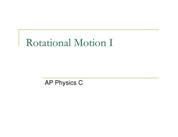 Rotational Motion I