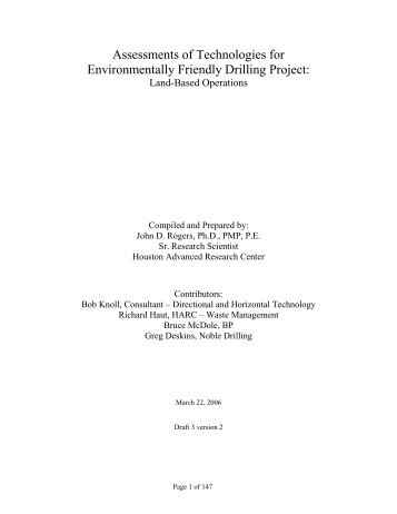 Technical Assessement Environemtally Friendly Drilling - Houston ...