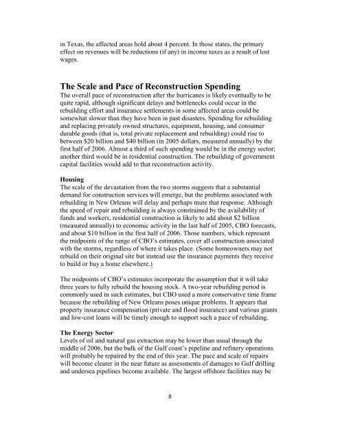 Macroeconomic and Budgetary Effects of Hurricanes Katrina and Rita