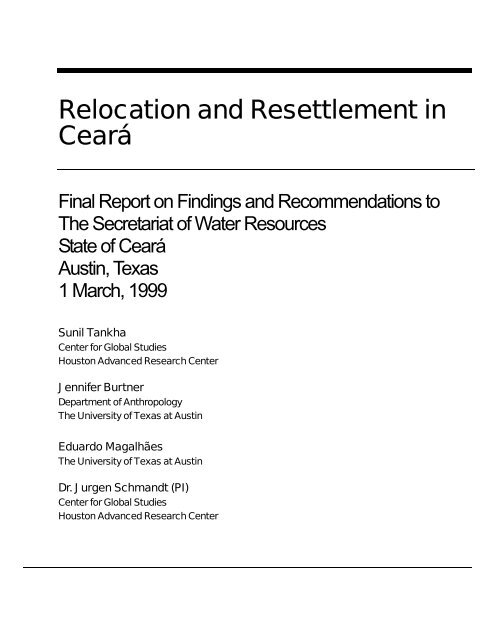 Relocation and Resettlement in Ceará - Houston Advanced ...