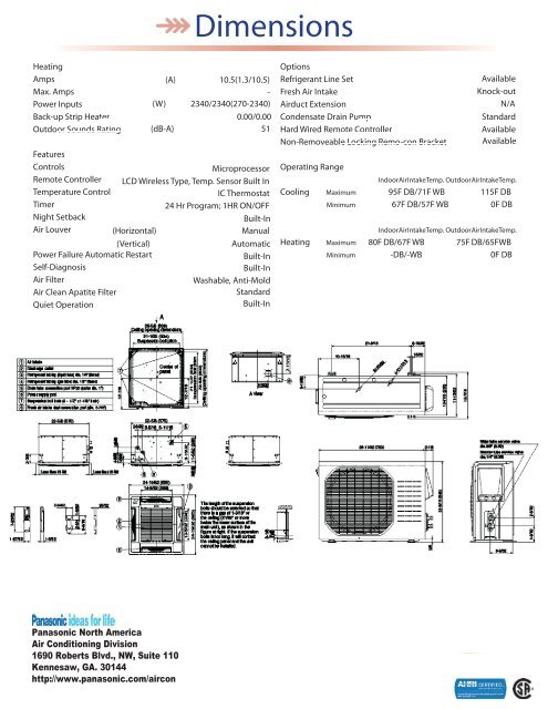 KE18NB4U submittal Ceiling Recessed Heat Pump .indd - Panasonic