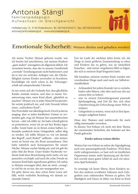 Emotionale sicherheit kinder