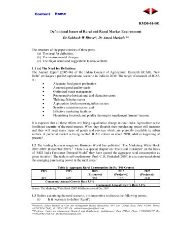 RM30-01-001 Definitional Issues of Rural and Rural Market ...