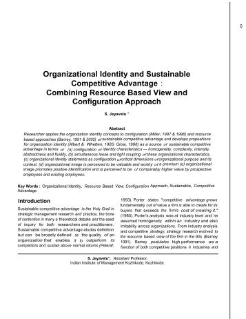 Organizational Identity and Sustainable Competitive Advantage ...