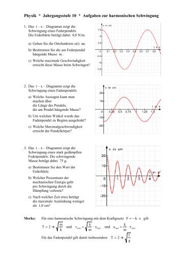 Aufgaben zur harmonischen Schwingung