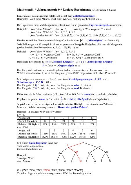 Wahrscheinlichkeitsrechnung Aufgaben Mit Lösung Pdf Klasse 8 Wiederholung zur Wahrscheinlichkeitsrechnung in der 8. Klasse