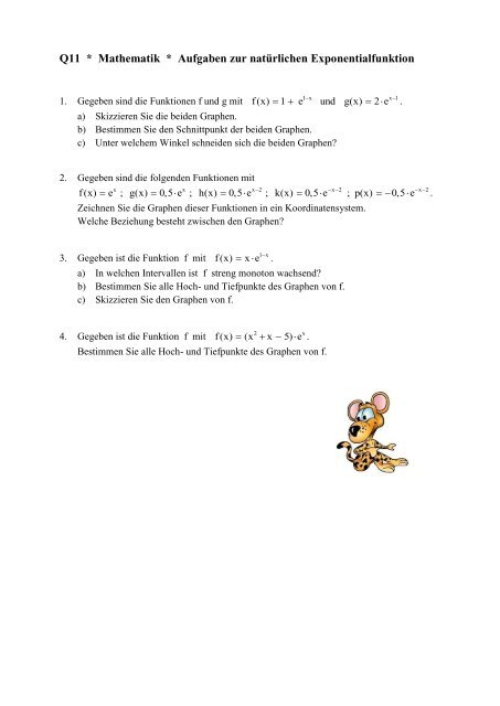 Q11 * Mathematik * Aufgaben zur natürlichen Exponentialfunktion