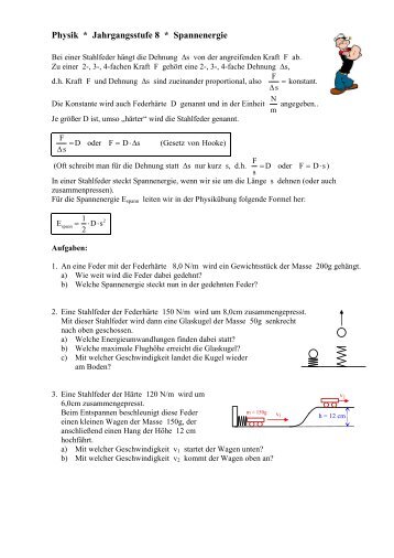 Aufgaben zur Spannenergie