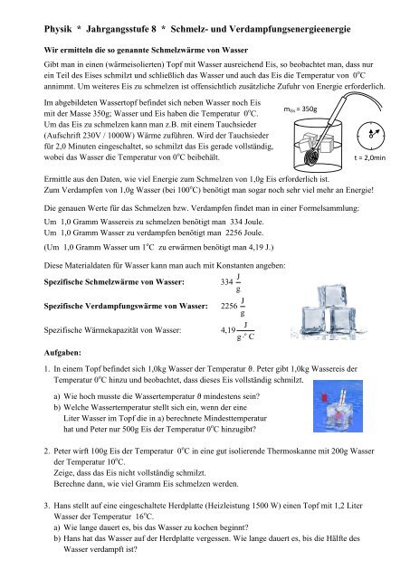 Aufgaben zur Schmelzwärme