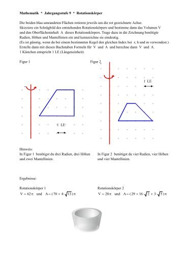 Aufgaben zu Rotationskörpern