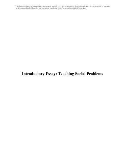 Social Problems - American Sociological Association