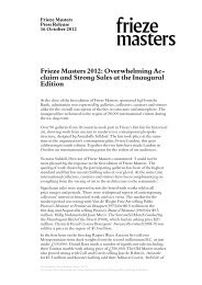 Frieze Masters 2012: Overwhelming Ac- claim and Strong Sales at ...