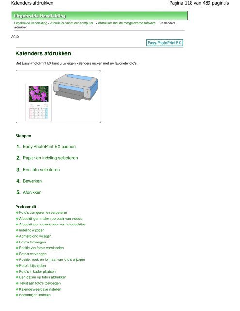 Canon iP4800 series Online handleiding - Canon Europe