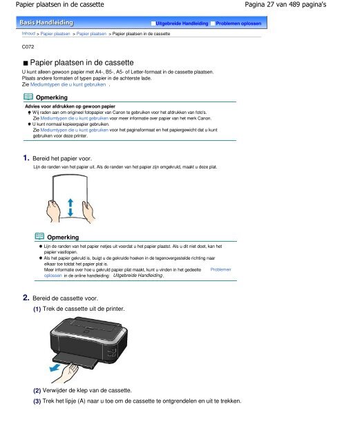 Canon iP4800 series Online handleiding - Canon Europe