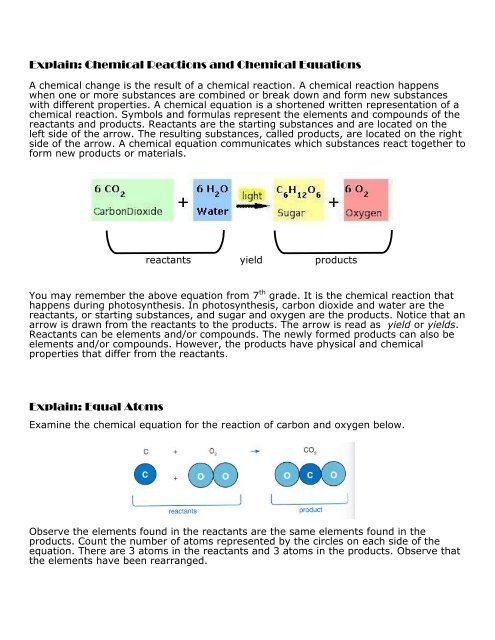 Реферат: Chemical Reactions And ID Reactants And Products