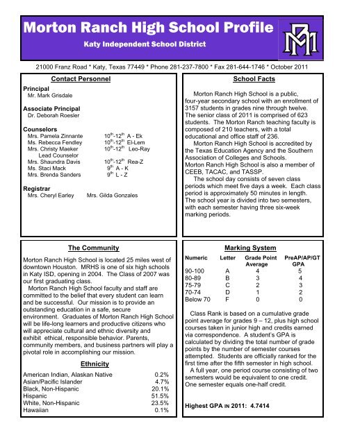 MRHS Profile 2011.pdf - Katy ISD