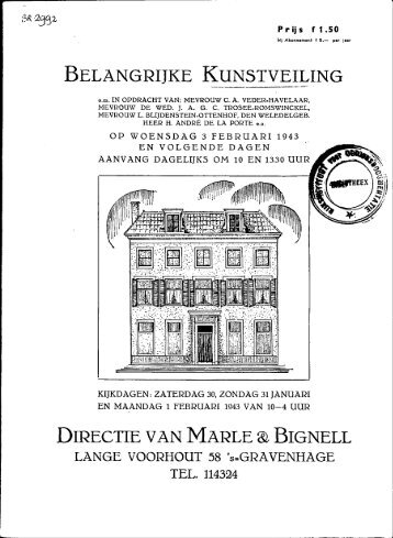 BELANGRIJKE KUNSTVEILING DIRECTIE VAN MARLE & BIGNELL