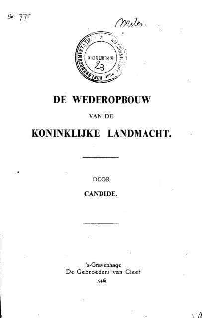 DE WEDEROPBOUW KONINKLIJKE LANDMACHT.