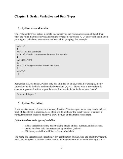 Python Primer, Chap 1
