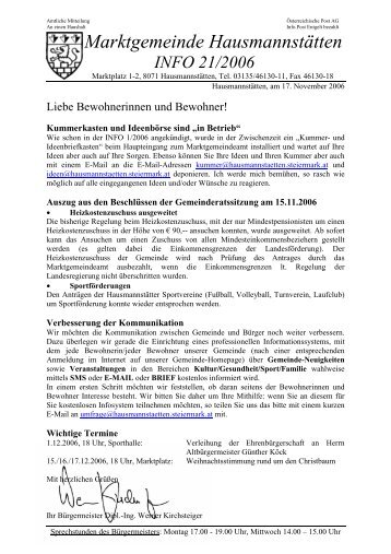 Bürgermeisterinfo 2/2006 (19 KB) - Hausmannstätten