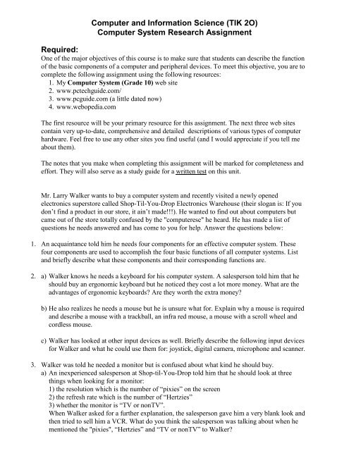 Computer System Research Assignment