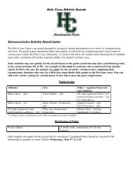 Holy Cross Athletic Awards Nomination Form Extracurricular Activity ...