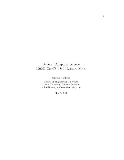 General Computer Science 31 Gencs I Ii Lecture Kwarc
