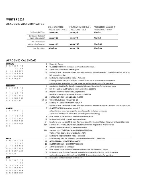2013/2014 academic calendar - Nova Scotia College of Art and ...